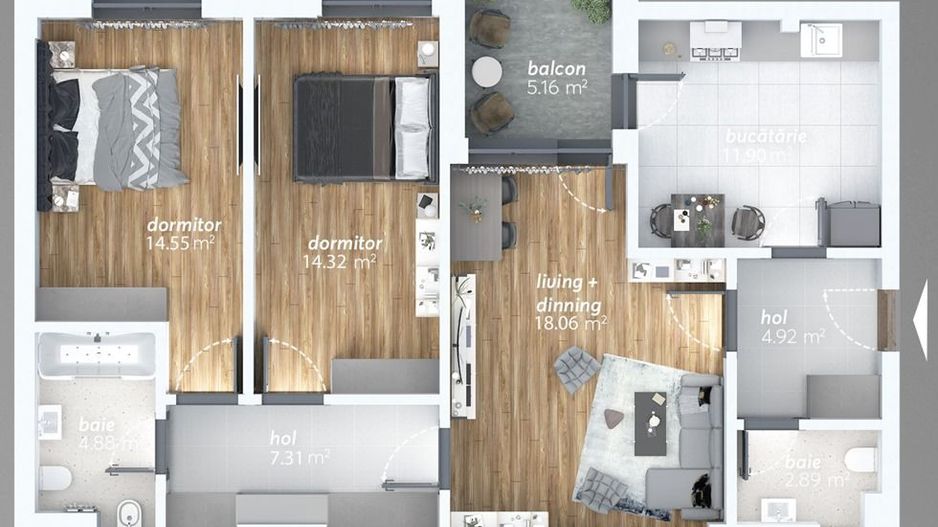 3camsemidec+2bai+dressing/sec4, Mall Grand Arena,parc T.Arghezi - Poză 1