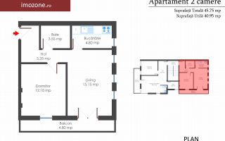 Apartament 2 camere, bloc nou, finisat la cheie, centrala termica individuala - Schiță 9