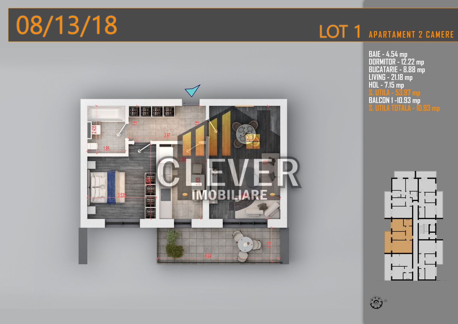 2 Camere decomandat 65 mp Pallady, Metrou Teclu, Comision 0% - Poză 2