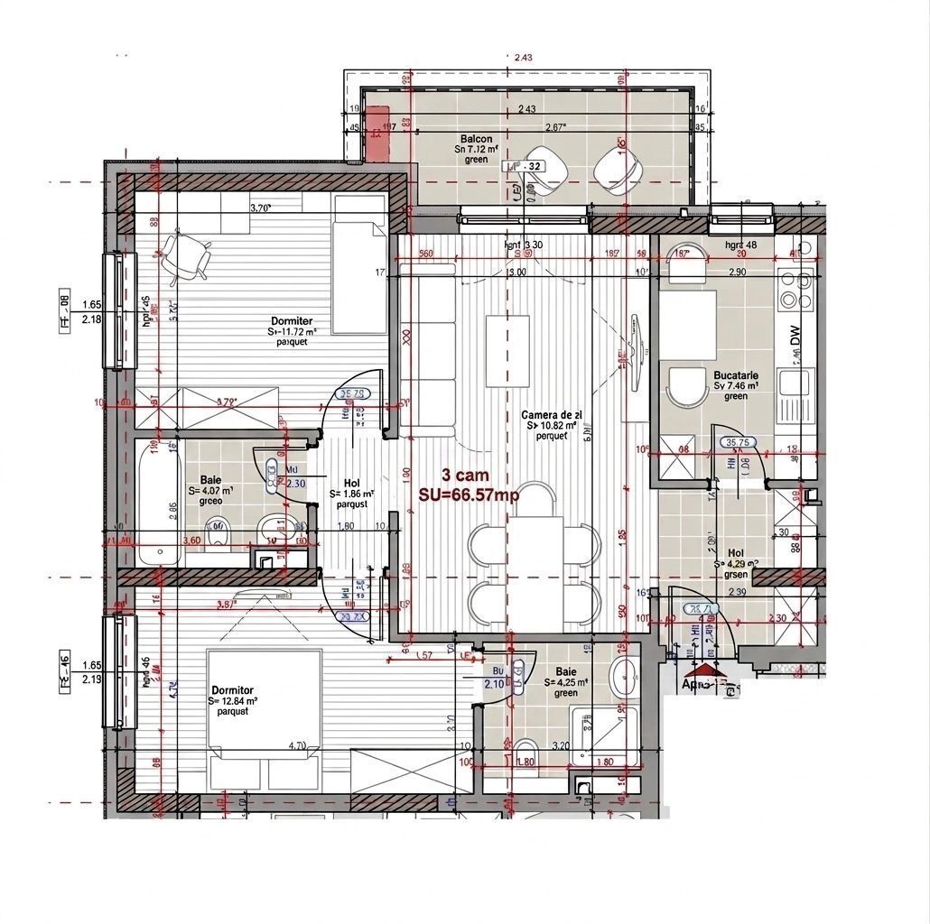 Apartament spațios | 3 camere | 2 băi | parcare | Park Lake - Poză 9