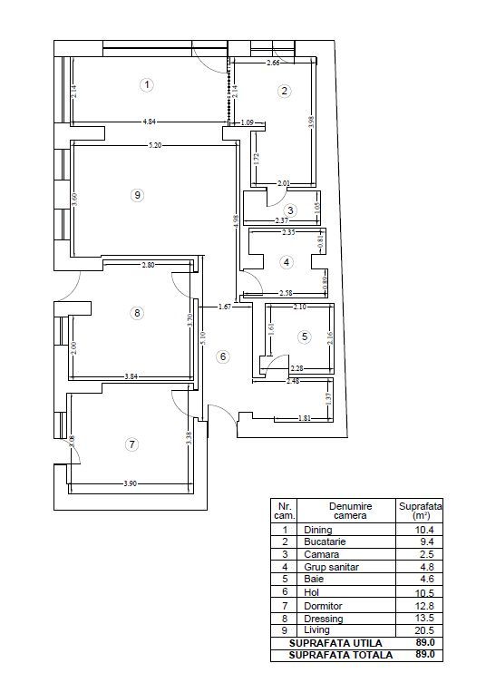 3 camere și grădină de 77 mp - Stefan cel Mare - Dacia - Dorobanti - Schiță 19