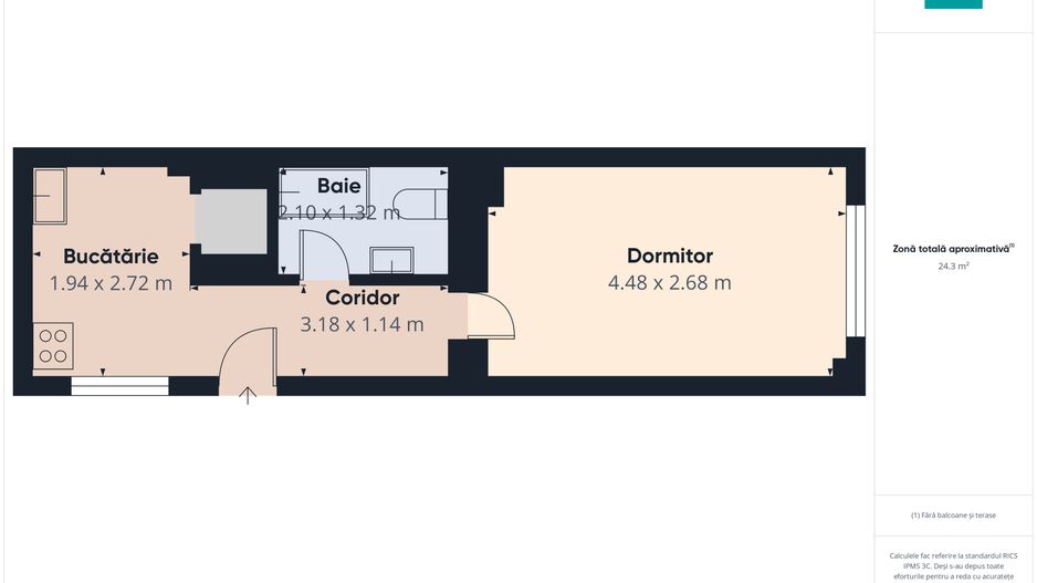 Apartament cu o cameră zona Vârful cu Dor - Poză 7