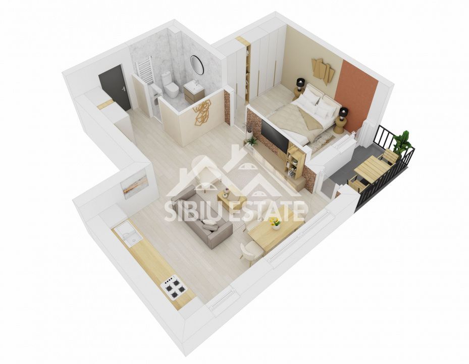Apartament 2 camere de vânzare, Doamna Stanca, Sibiu, Parcare inclus - Poză 3