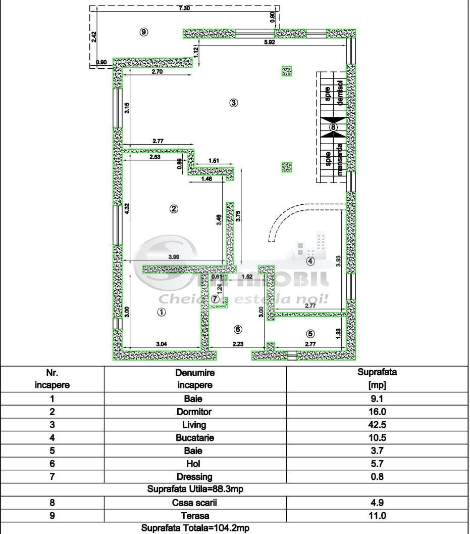 Casă pe trei niveluri, 264 mp utili + Foisor ,teren 2400 mp. - Schiță 13