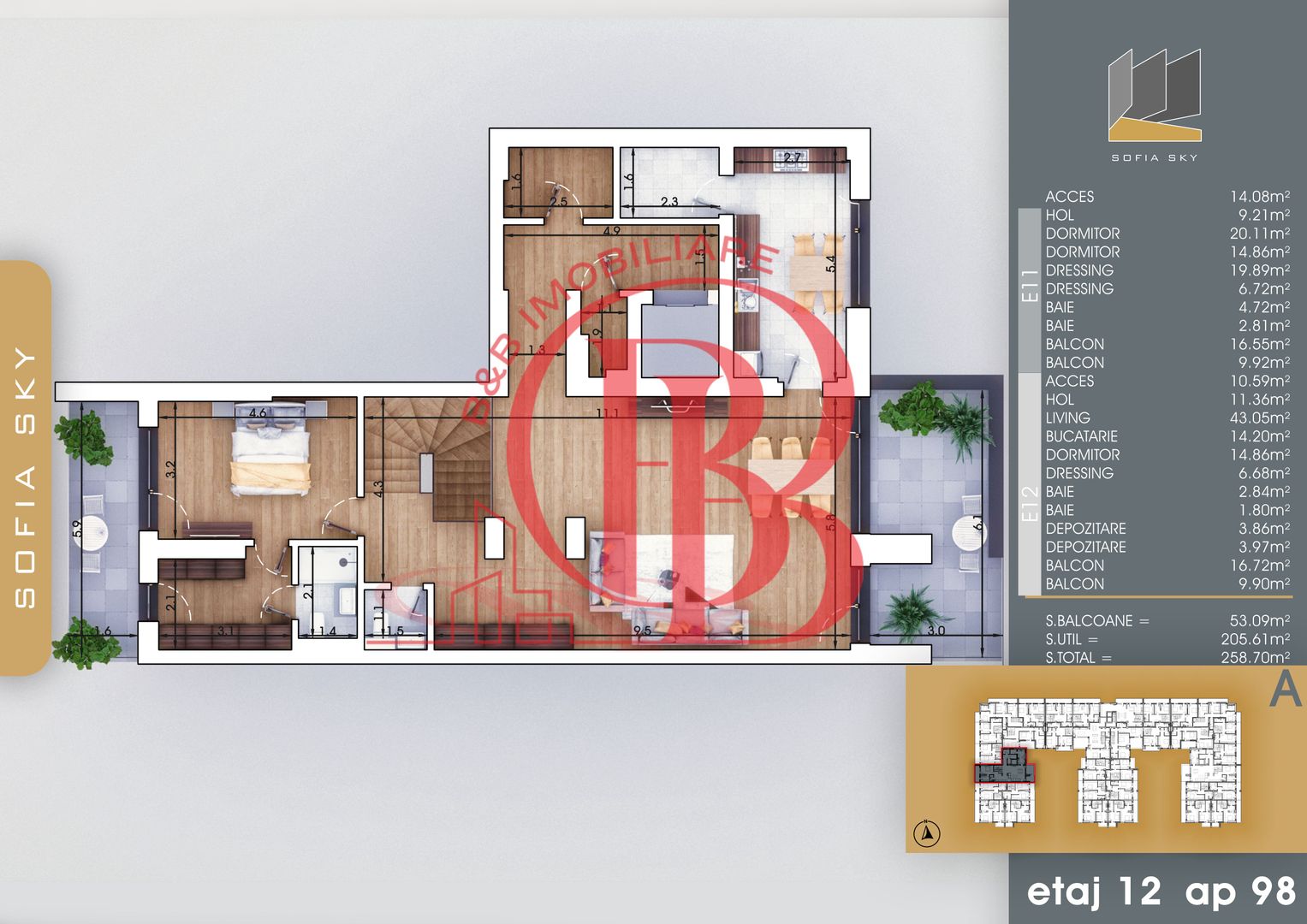 Apartament 4 camere Vedere Panoramica Mutare Rapida - Schiță 3