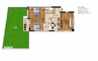 3 camere Dobroesti, 2 gr. sanit., gradina 73mp, loc parcare,bloc 2025! - Poză 1