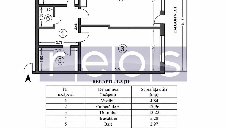 VANZARE 2 CAMERE 45MP | PRIMAVERII-DOROBANTI | TERASA 6MP | NERENOVAT - Schiță 7