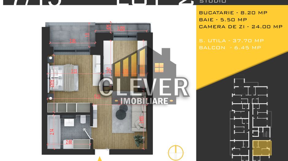 Garsoniera dubla, Comision 0%,  zona Pallady - Poză 1