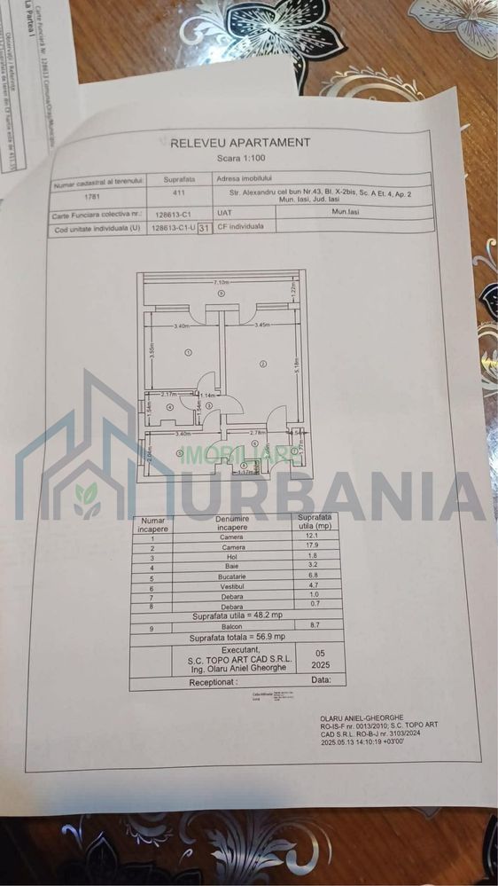 Apartament 2 camere de vânzare, Iași, zona Alexandru cel Bun, 57 mp, etaj 4/10, 87.500 EUR - Poză 1