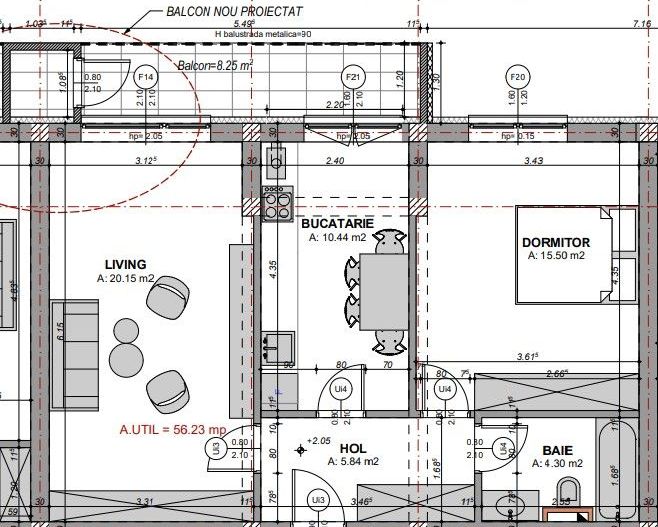Apartament decomandat, 2 camere  - Piata Rahova/Mall - Schiță 9