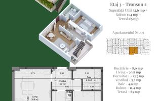 Apartament 2 camere cu Rooftop Privat Nicolae Teclu - Schiță 2