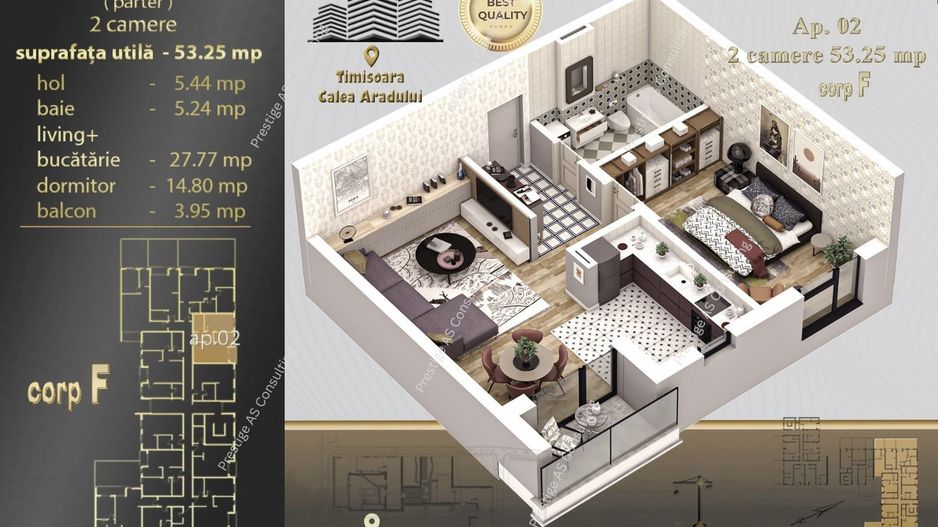 Apartament Nou 2 Camere | 53 mp Utili | Comision 0% | Calea Aradului - Schiță 6