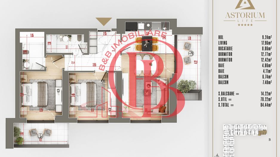 apartament 3 camere decomandat proiect premium - Schiță 10