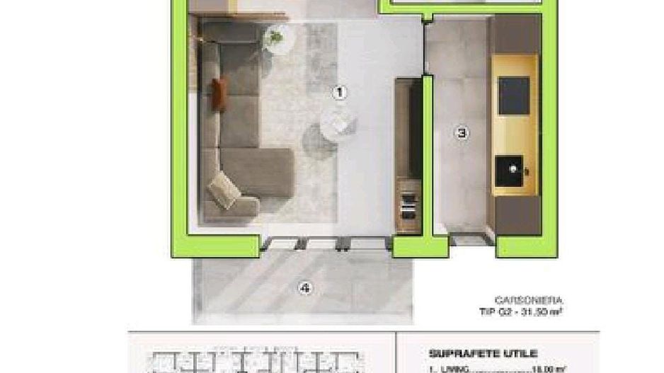 Garsonieră decomandată cu balcon – proiect rezidențial nou în Bragadiru - Poză 2