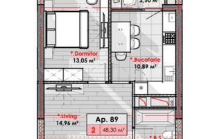 Vânzare, apartament, 2 camere, str. Calea Moșilor, Râșcani - Schiță 3