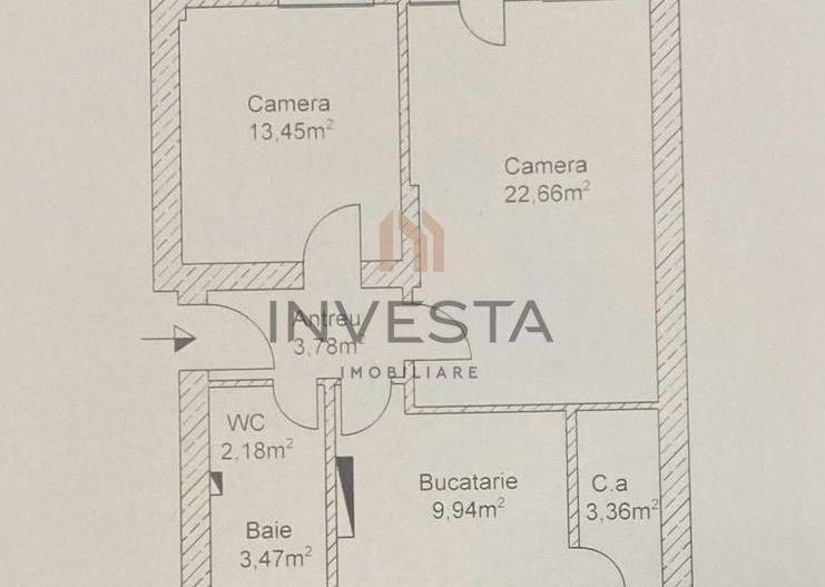 Apartament cu 2 camere, zona Centrala ! - Schiță 9