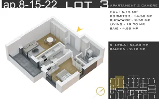 Apartament 2 camere Th. Pallady-Metrou N. Teclu-Comision 0 - Schiță 12