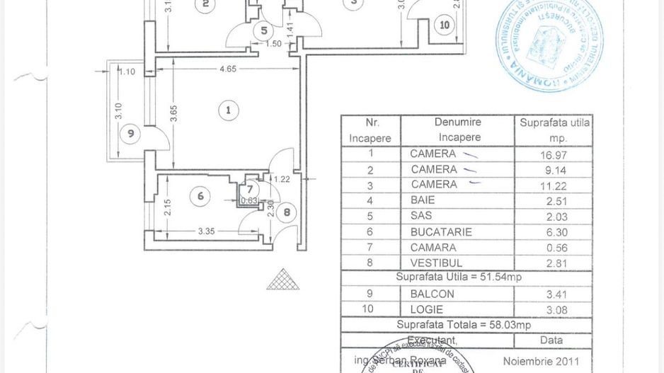 3 Camere | Kogalniceanu | Cismigiu | Izvor | 2 Balcoane - Schiță 14