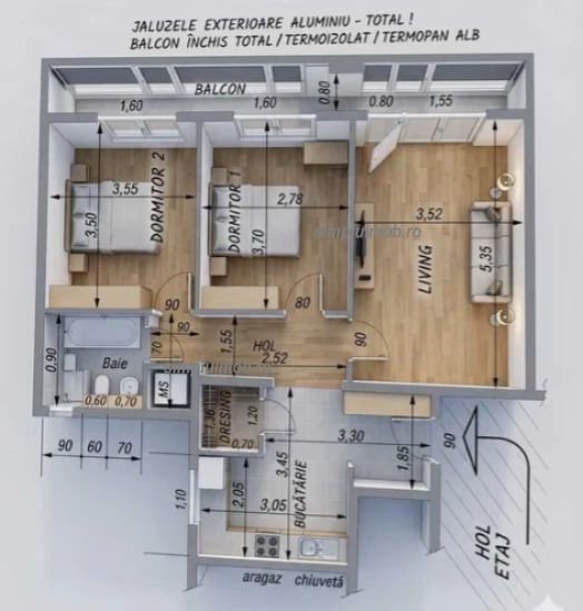 Decomandat parcare 3 camere renovat - Schiță 8