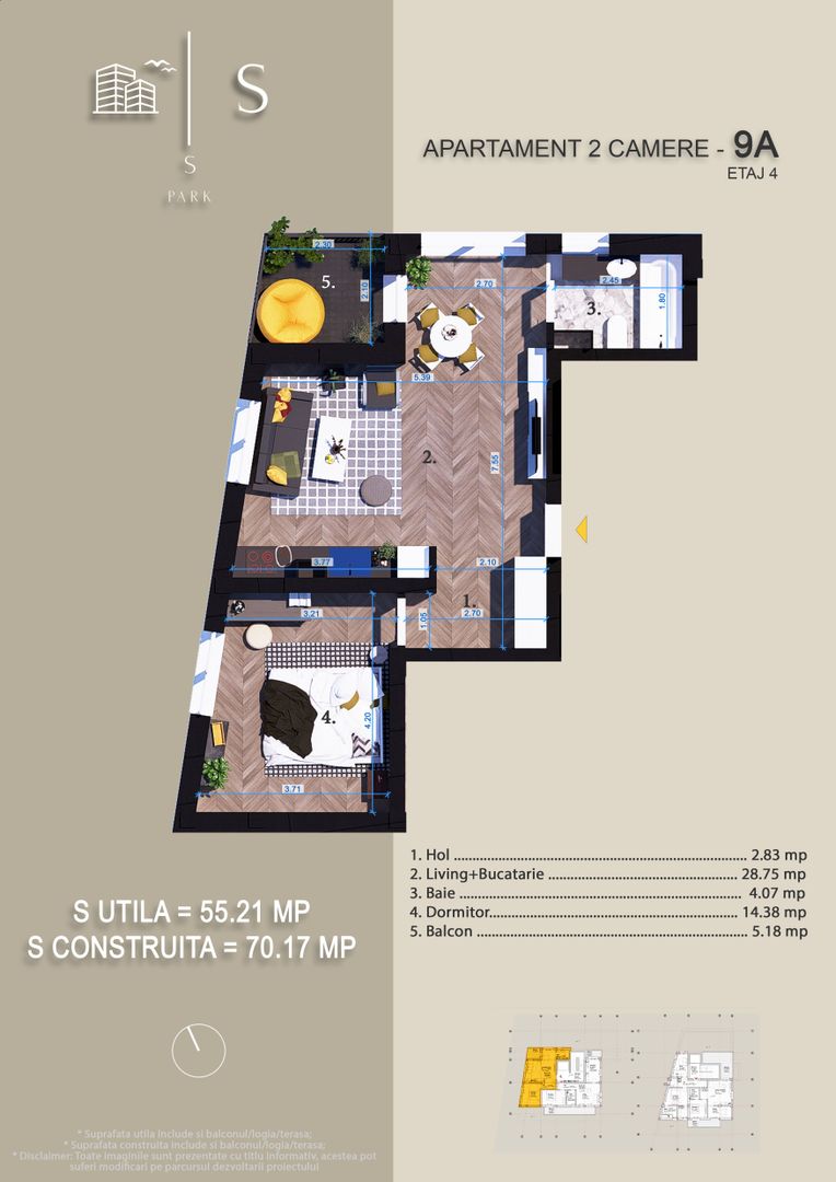 Apartament 2 camere cu TERASA,Fix la Parcul Teilor,Zona Titan Nou - Poză 7