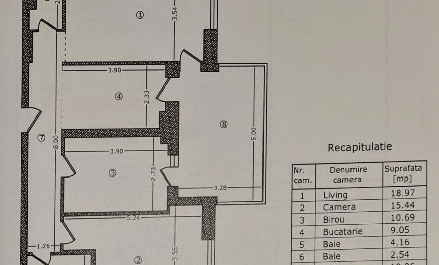 APARTAMENT 3 CAMERE | MOBILAT + UTILAT | 2 GRUPURI SANITARE - Schiță 11