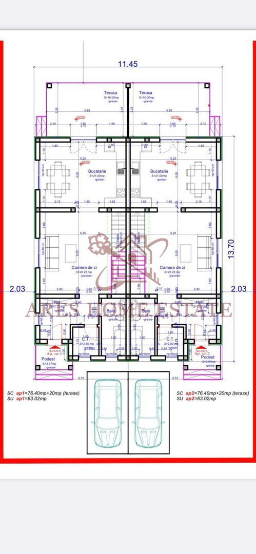 Casa in stil mediteranean, ultrafinisată 5 camere, 3 bai + curte. - Schiță 36