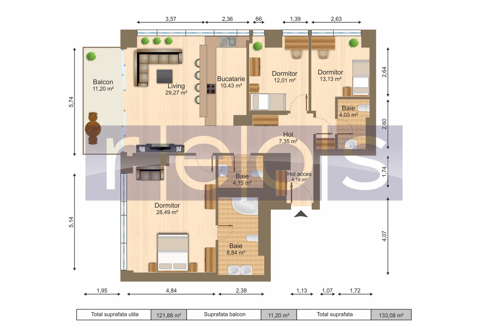 INCHIRIERE 3 CAMERE | ONE ELIADE | MOBILAT SI UTILAT LUX | VEDERE LAC - Poză 18