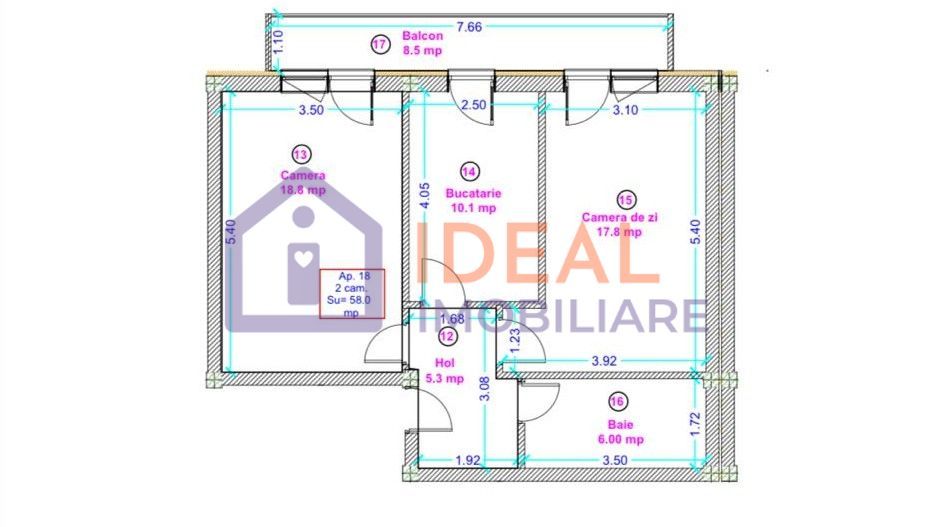 Apartament cu 2 camere de vânzare – Doamna Stanca - Schiță 9