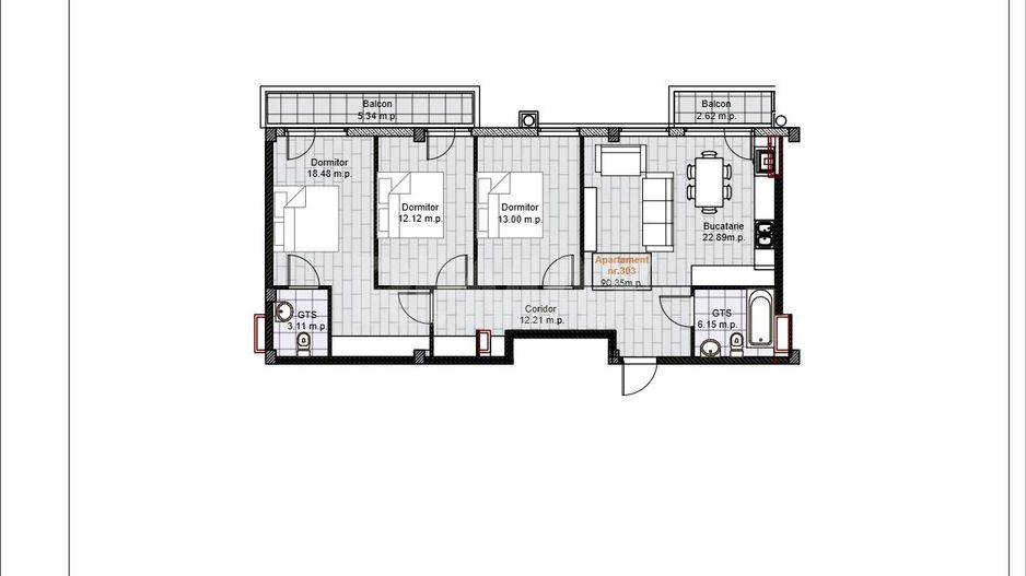 Apartament cu 3 odăi I Hora Village I Variantă Albă - Poză 4