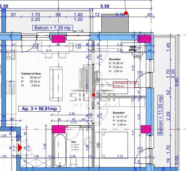 Apartament cu 3 camere/59 mp/Terasa 26mp/imobil NZEB. - Poză 3