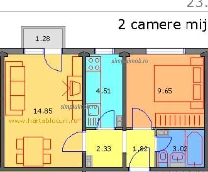 2 Camere Decomandat Renovat Piata Resita - Schiță 8
