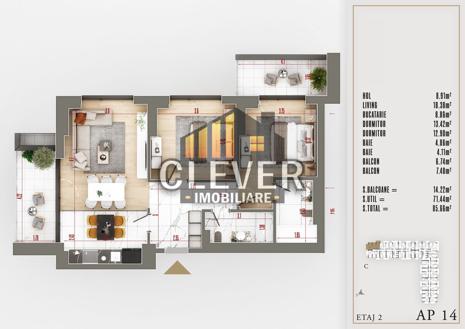 Apartament Premium 3 Camere Suprafata Generoasa Th. Pallady - Poză 2