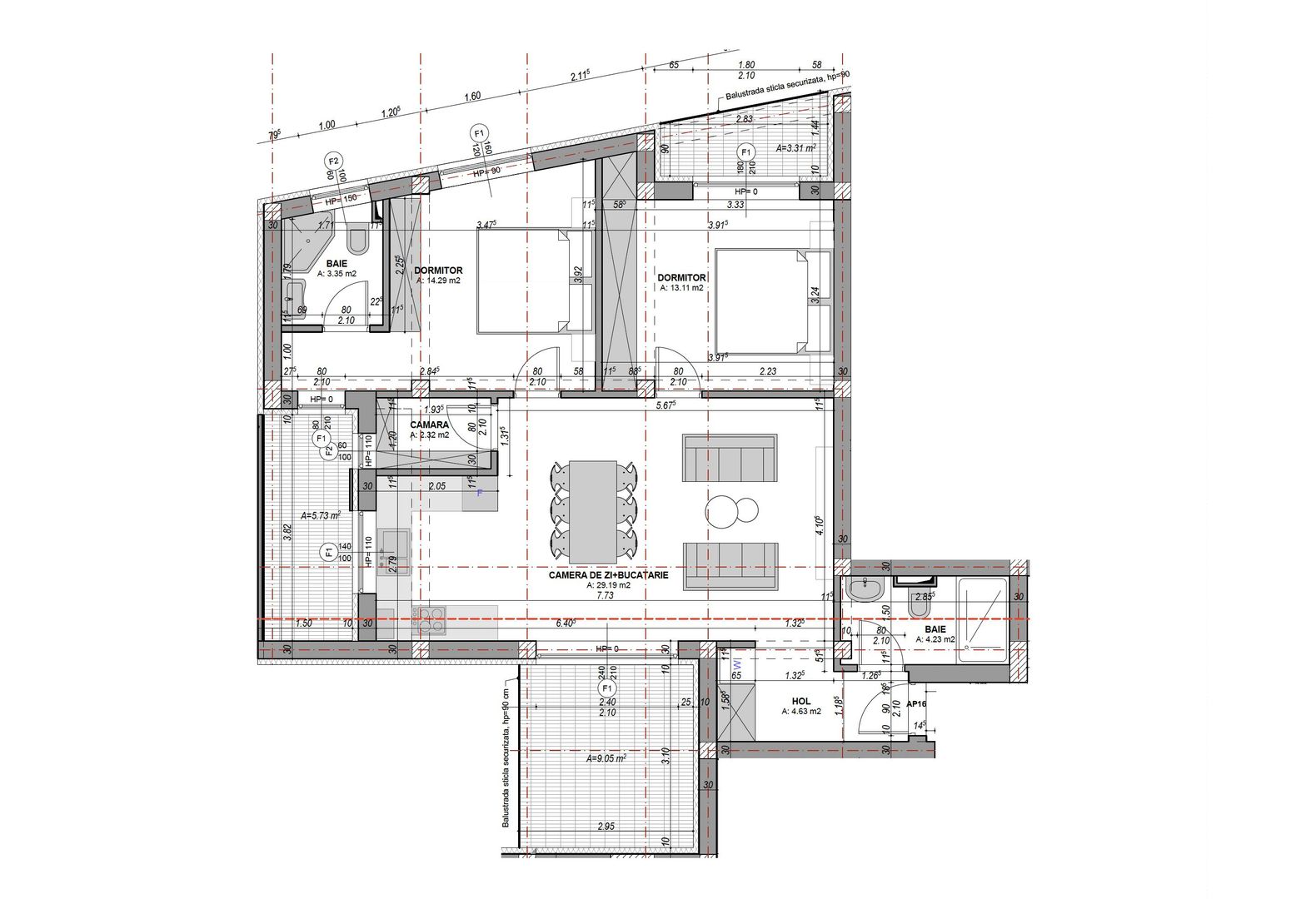 Apartament 3 camere, 71 mp utili + balcon  - etaj 1, finisat la cheie - Poză 10
