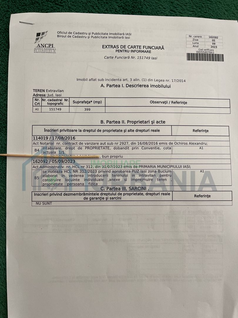 Teren intravilan de vanzare, Bucium, Iasi, 400 mp, utilitati la limita proprietatii - Poză 2