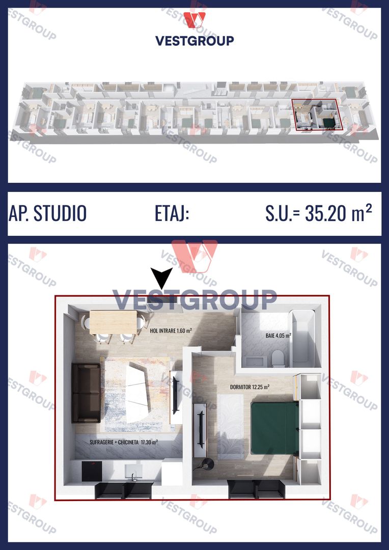 Apartament 1 camere Proiect Weiner 5 Direct Dezvoltator Vest Group - Poză 2
