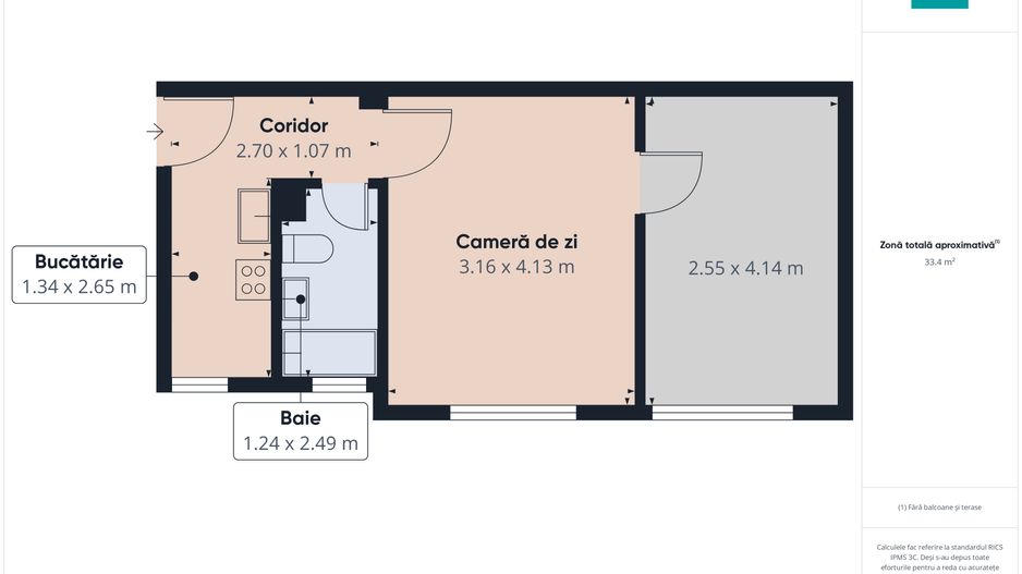 2 camere Rogerius, 33 mp, disponibil imediat - Poză 7
