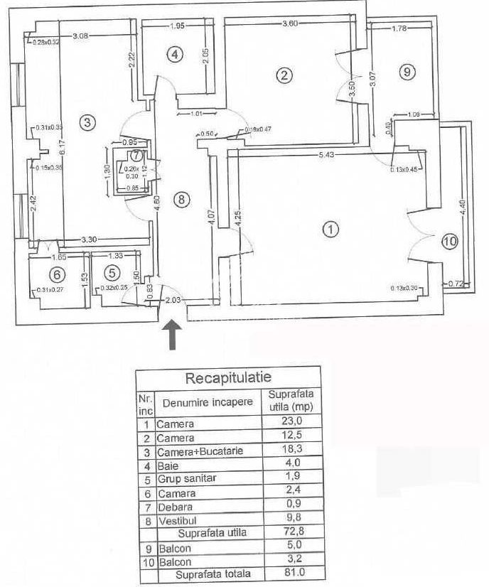 Natiunile Unite I Apartament 3 camere I Bloc 1995 | 5 minute metrou - Schiță 10