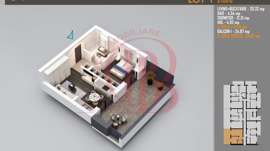 Apartament 2 camere cu Terasa-Theodor Pallady - Schiță 6