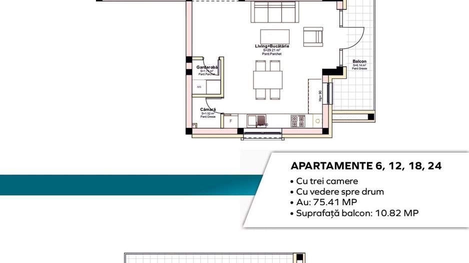 Apartament Premium 3 camere la cheie,82mp.1 parcare bonus - Poză 6