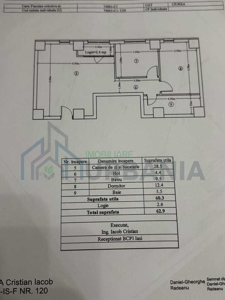 Apartament 3 camere, 62,9 mp, Cartier Visoianu, cu loc de parcare - Poză 1