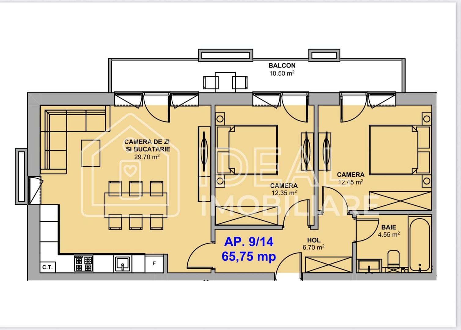 Apartament cu 3 camere de vânzare– Doamna Stanca - Schiță 9