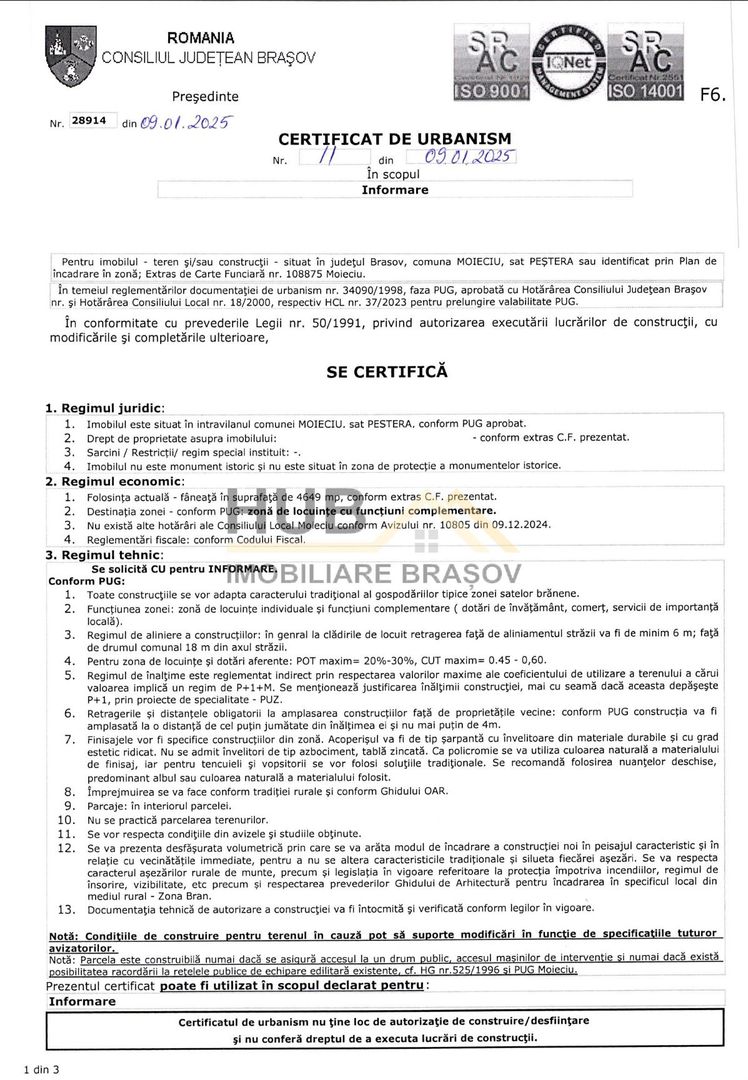 Teren Moieciu zona Pestera cu PUZ si utilitati | 4.649mp - Poză 9
