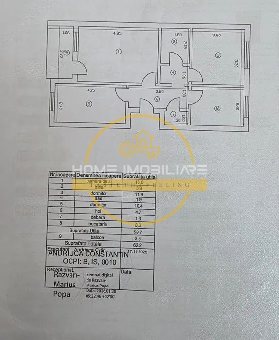Apartament cu 3 camere/62mp/ zona Tatarasi - Poză 1