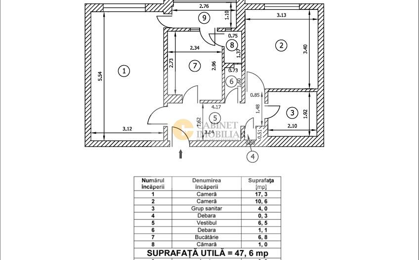 2 Camere - 51MP | Decomandat | 1984 | Creditabil | M Lujer la 4 minute - Schiță 11
