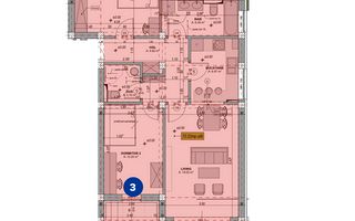 Apartament 3 camere, 76 mp, Zona VEST, Sibiu - Schiță 7