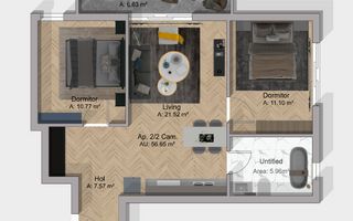 Apartament 3 Camere | Bloc Nou | Liziera Padurii | Terra, Floresti - Schiță 3