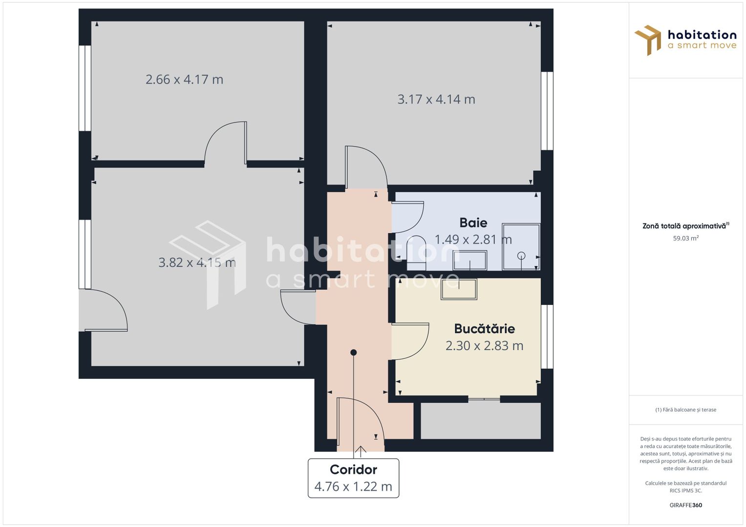 Tur virtual –Apartament 3 camere | Piața 700 | Parcare | Comision 0% - Poză 25