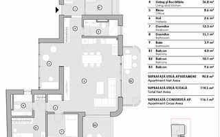 Apartament de 4 camere foarte luminos cu 3 terase - Domenii - Poză 18