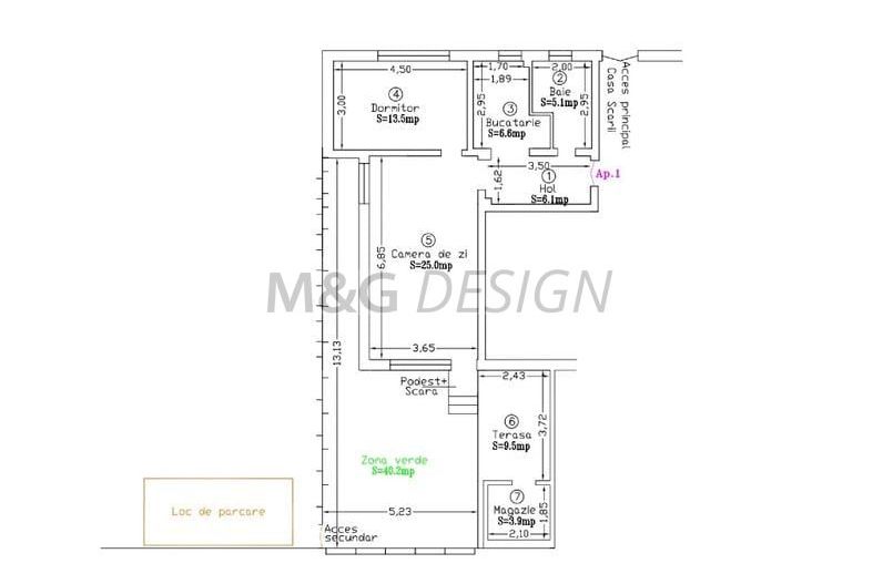 Apartament 2 camere Dumbravita cu curte - Schiță 14