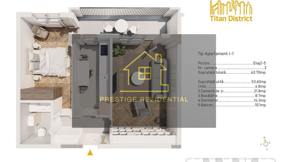 Apartament 3 Camere Decomandat, Titan-Pallady,Metrou N.Teclu - Schiță 8